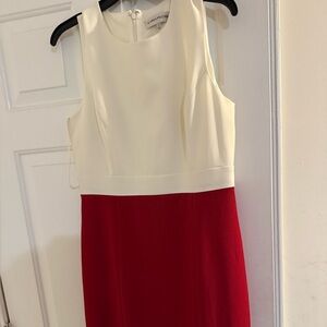 Elegant Red and White Sleeveless Dress